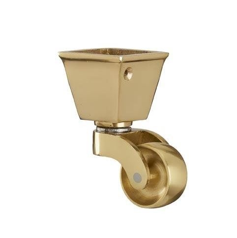Large Solid Brass Round-Cup Caster with 1 1/4 Brass Wheel